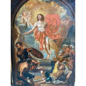 Tableau à l'Huile Sur Toile Du XVI/XVII Siècle La Résurrection Du Christ école Flamande