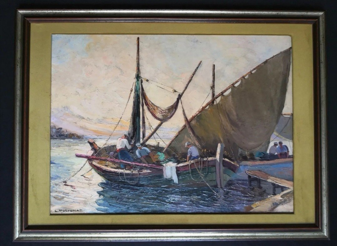 Les Tartanes En Méditerranée / Huile Sur Toile De Lucien Potronat (1889-1974)-photo-2