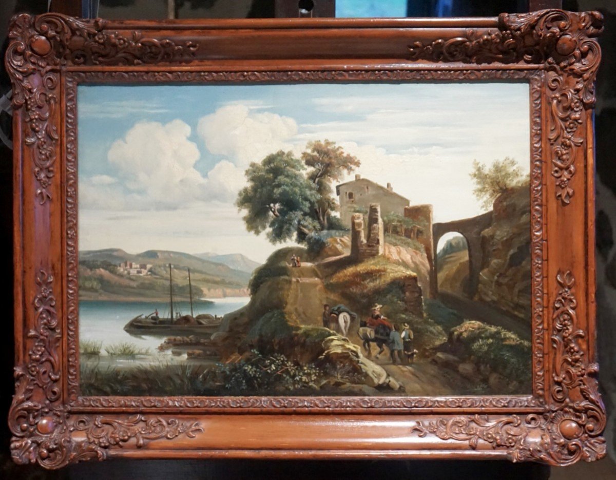 École Française XIX ème siècle / Vue de VERNAISON ( Rhône ) / huile sur toile-photo-5