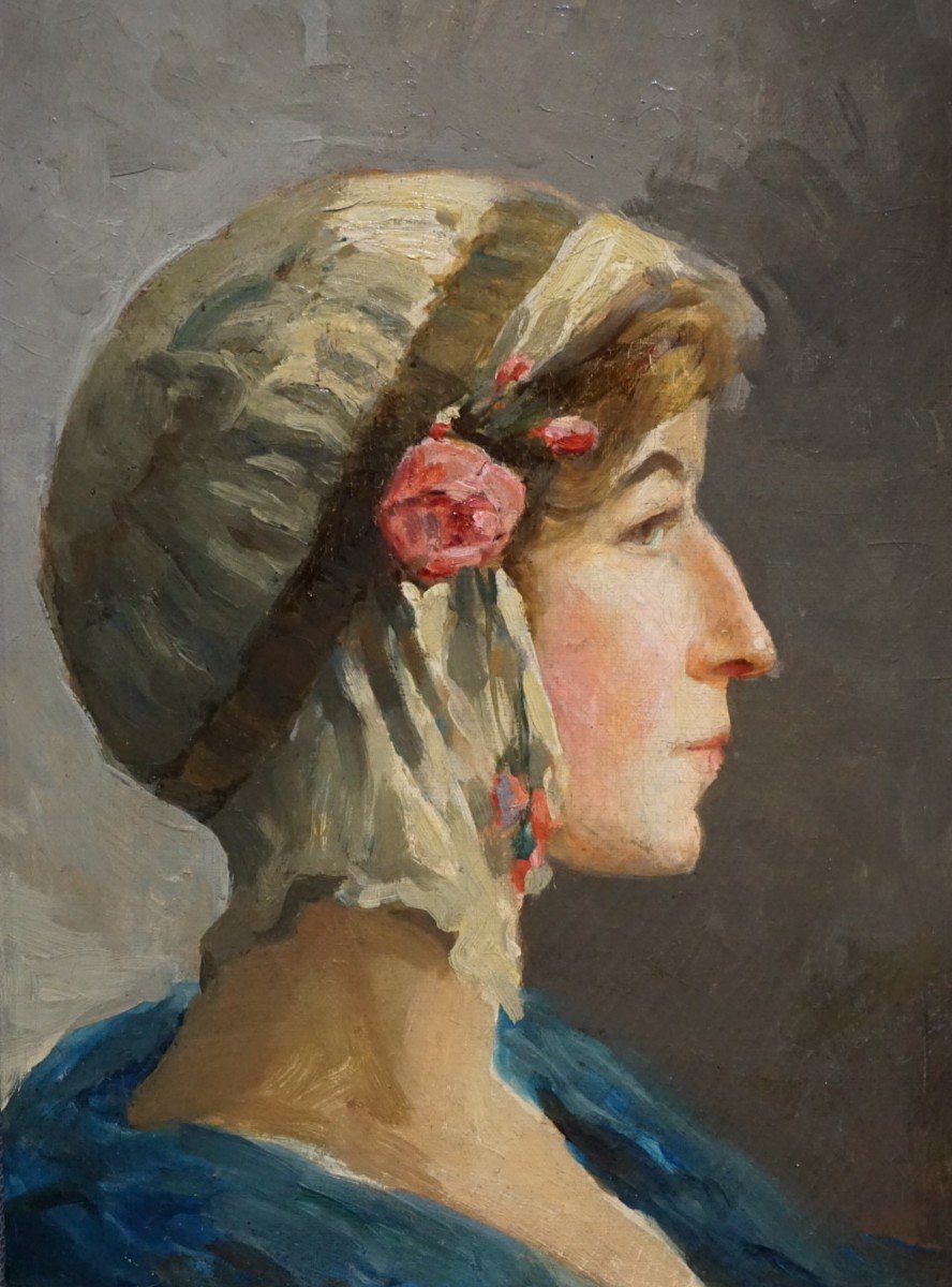 Woman In A Hat / Circa 1920 / Oil On Canvas-photo-2