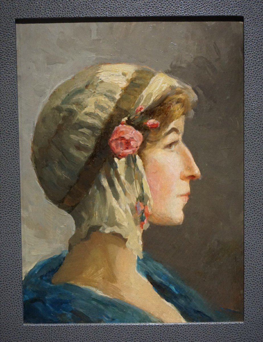 Woman In A Hat / Circa 1920 / Oil On Canvas-photo-3