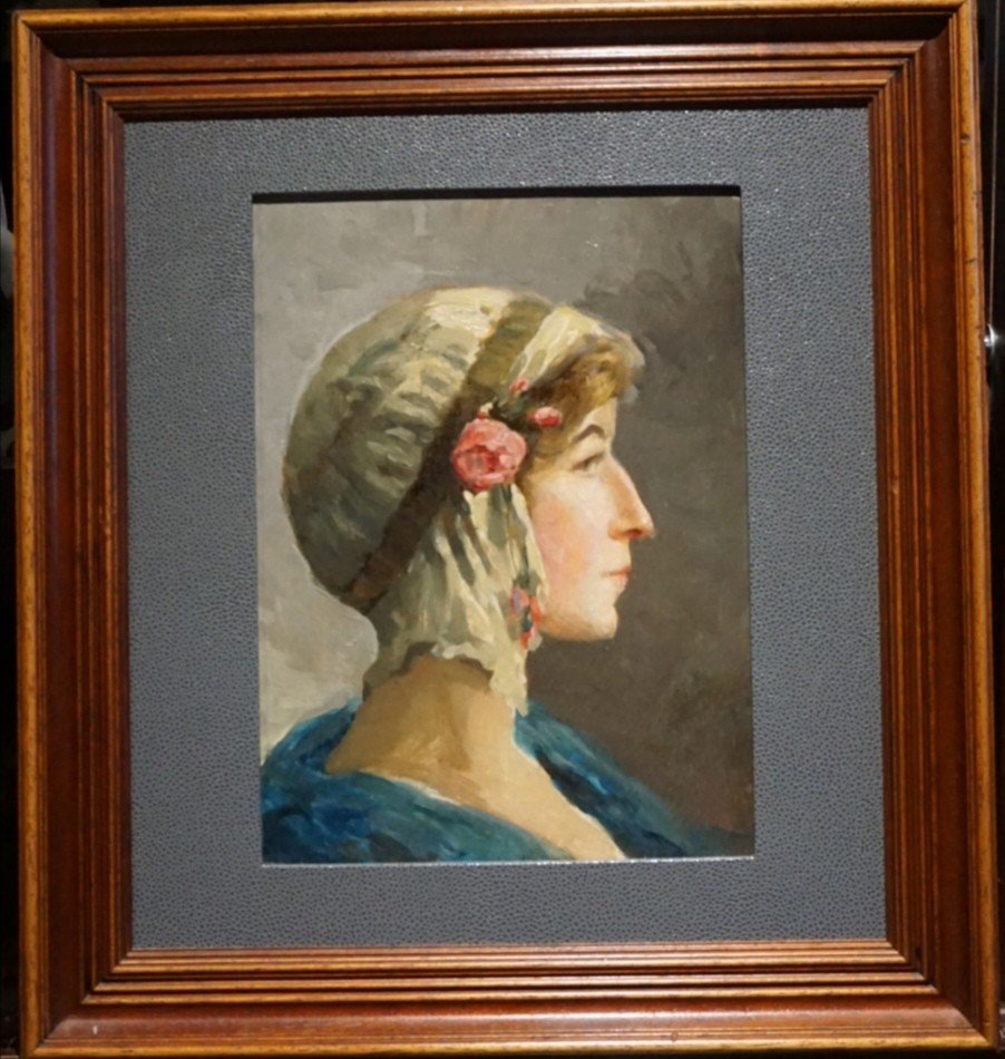 Woman In A Hat / Circa 1920 / Oil On Canvas-photo-4