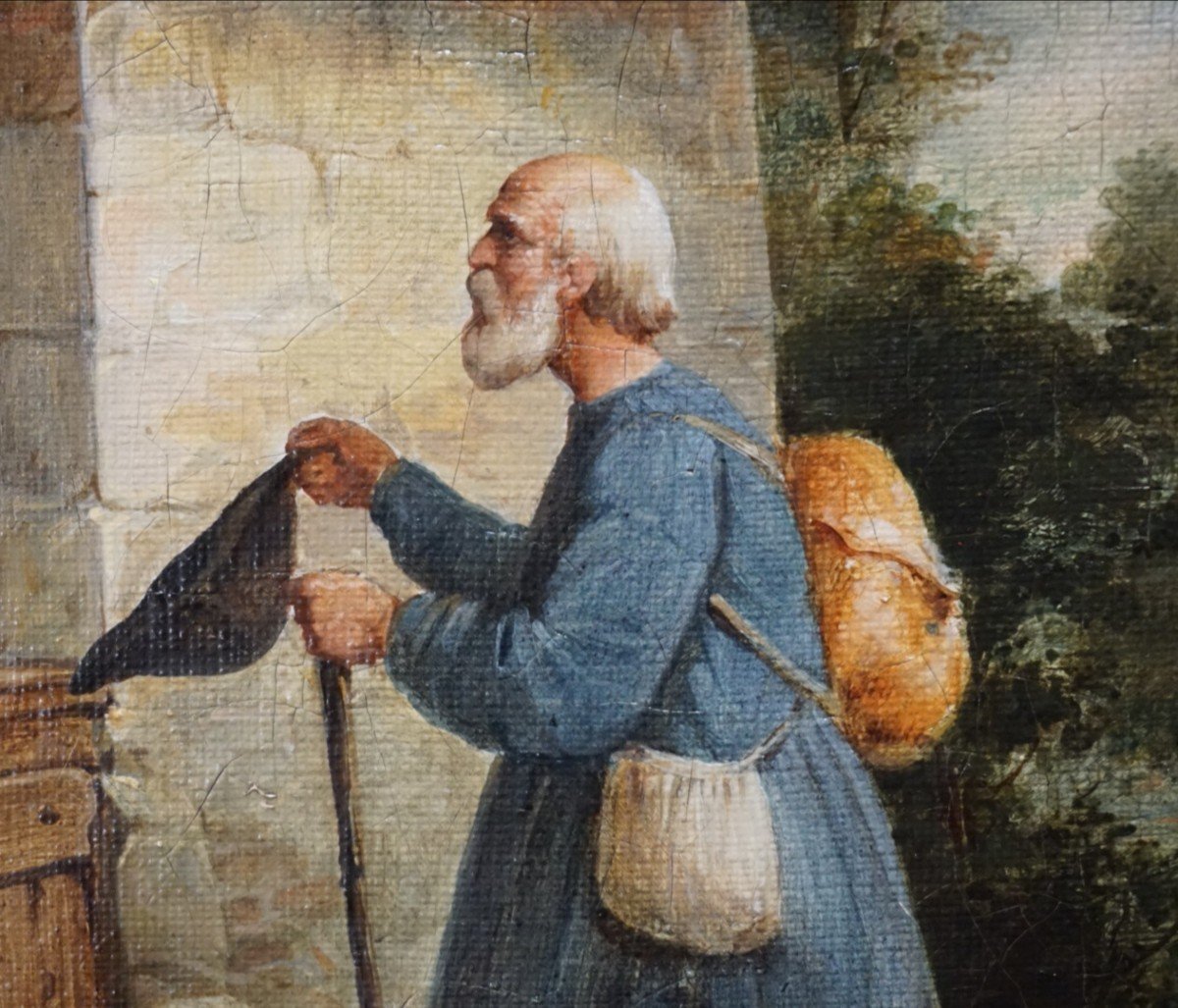 ÉCOLE FRANÇAISE CIRCA 1850 / Le pèlerin mendiant / huile sur toile-photo-2