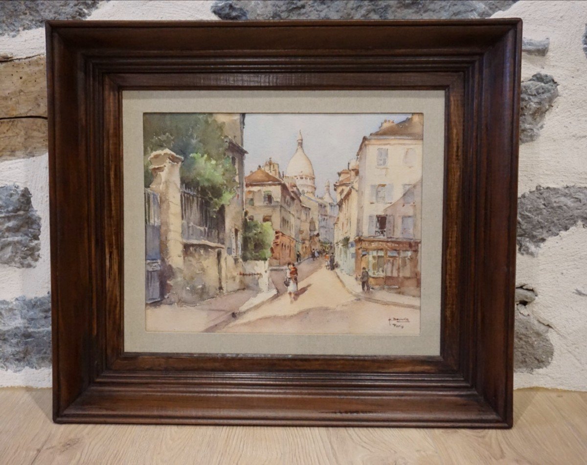 PARIS /MONTMARTRE /VUE DU SACRE CŒUR / Henri Bouvrie / aquarelle -photo-3