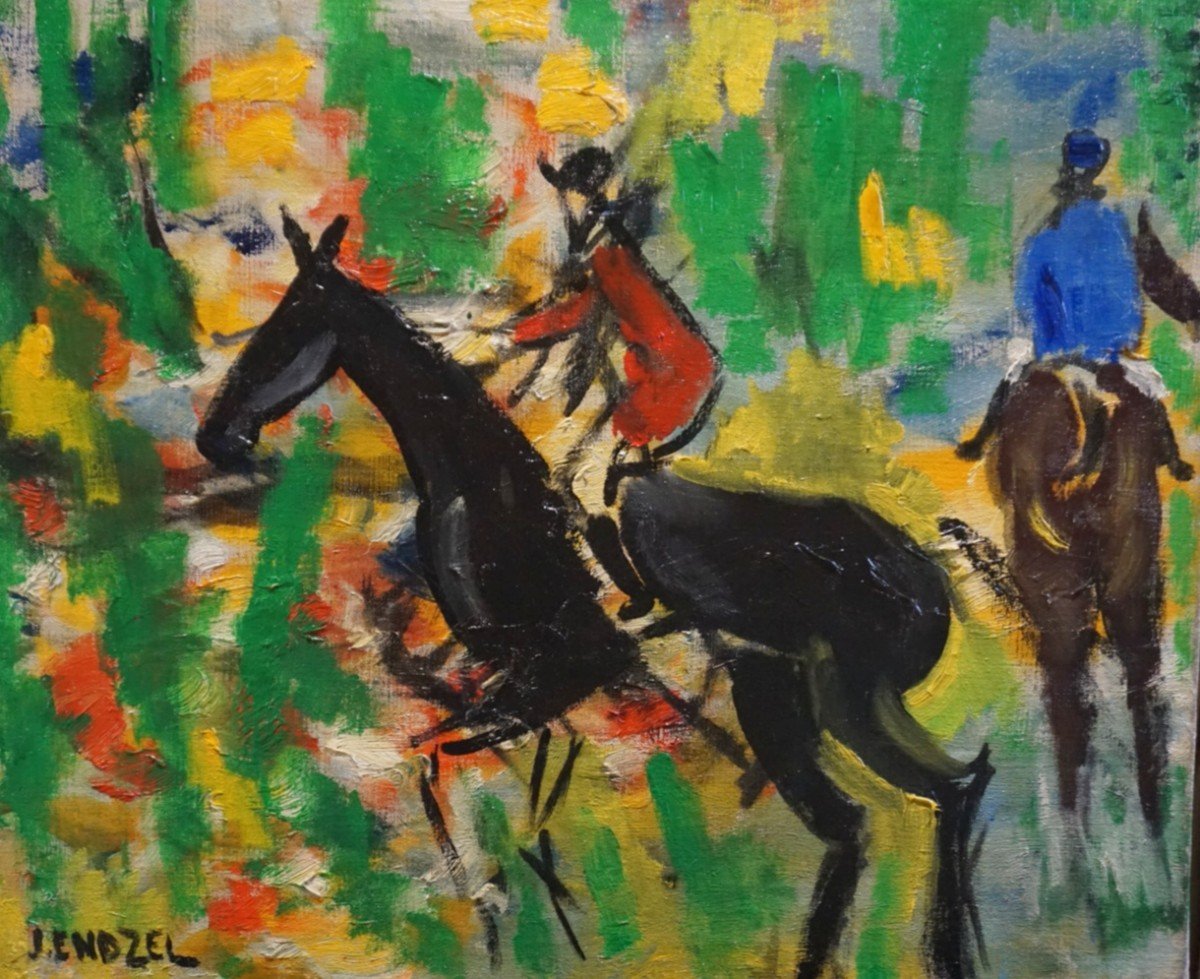 JACQUES ENDZEL (1927-2014) / École de Paris / LES JOCKEYS / huile sur toile 