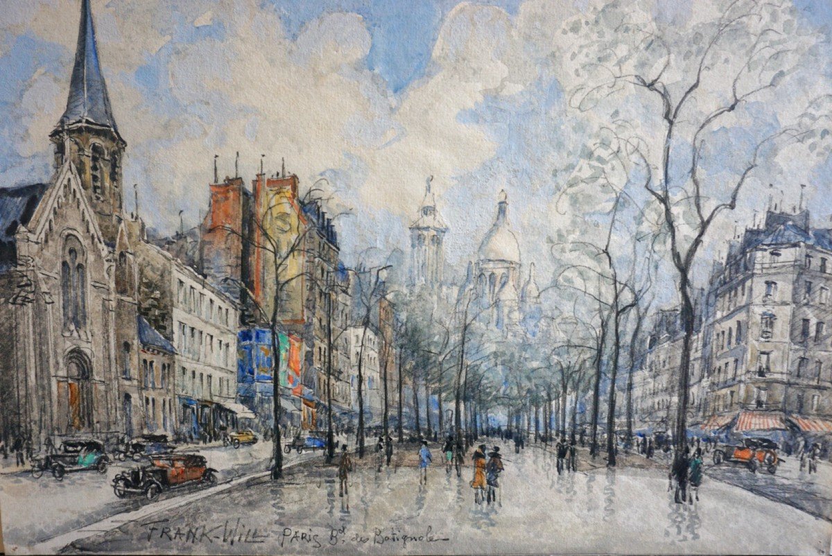 FRANK WILL (1900-1950) / VUE DE PARIS BOULEVARD DES BATIGNOLLES ET MONTMARTRE / circa 1930