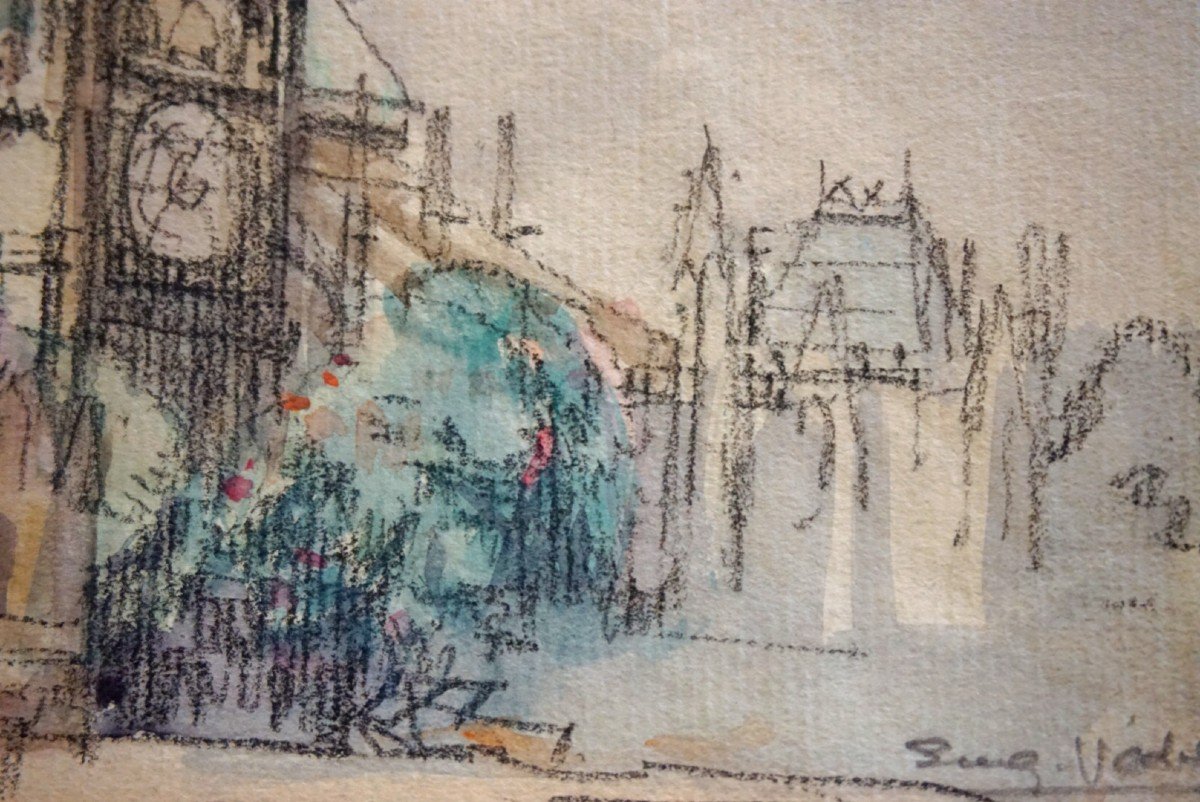 PARIS / NOTRE DAME / ANNÉES 20 / EUGÈNE VÉDER (1876-1936) / AQUARELLE-photo-2