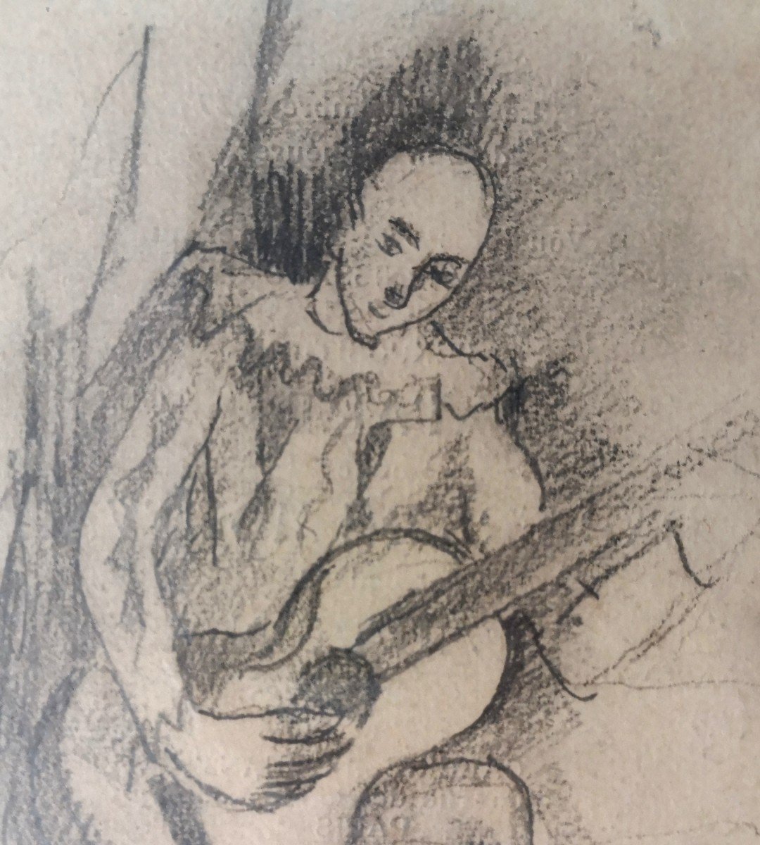 CELSO LAGAR (1891-1966) / L' Arlequin guitarriste / dessin-photo-2