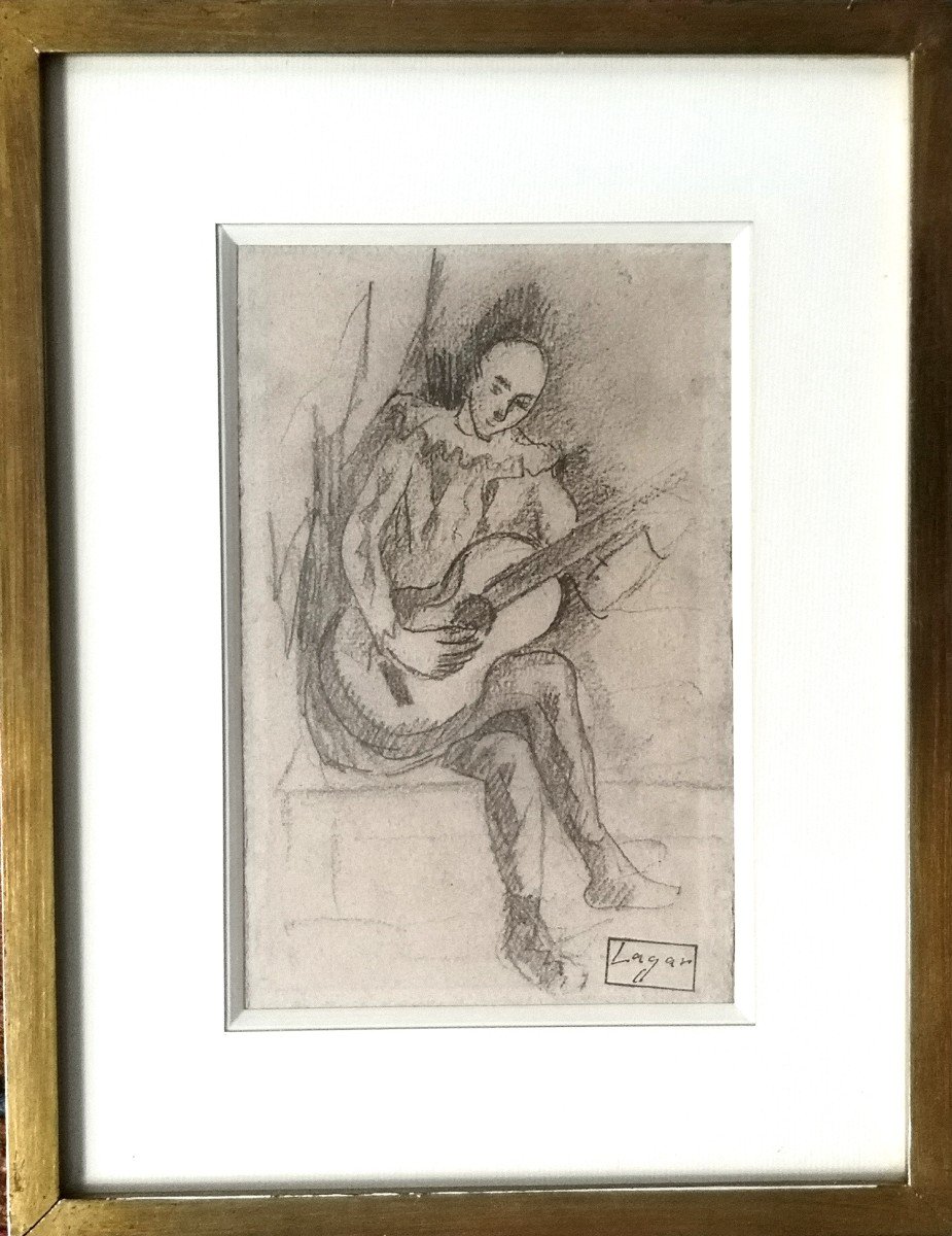 CELSO LAGAR (1891-1966) / L' Arlequin guitarriste / dessin-photo-3