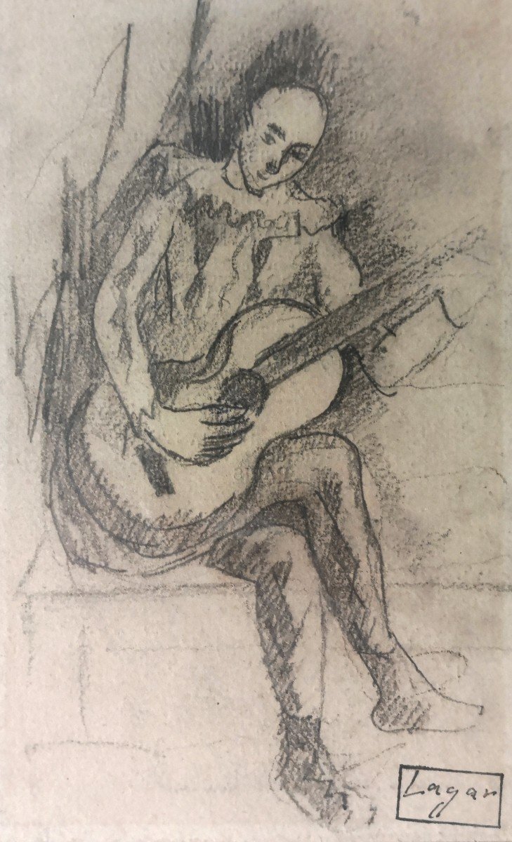 CELSO LAGAR (1891-1966) / L' Arlequin guitarriste / dessin