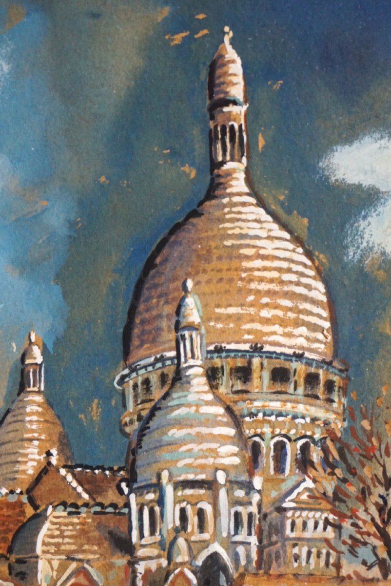 LUCIEN GENIN (1894-1953) / PARIS / MONTMARTRE / SACRE CŒUR / huile sur carton-photo-2