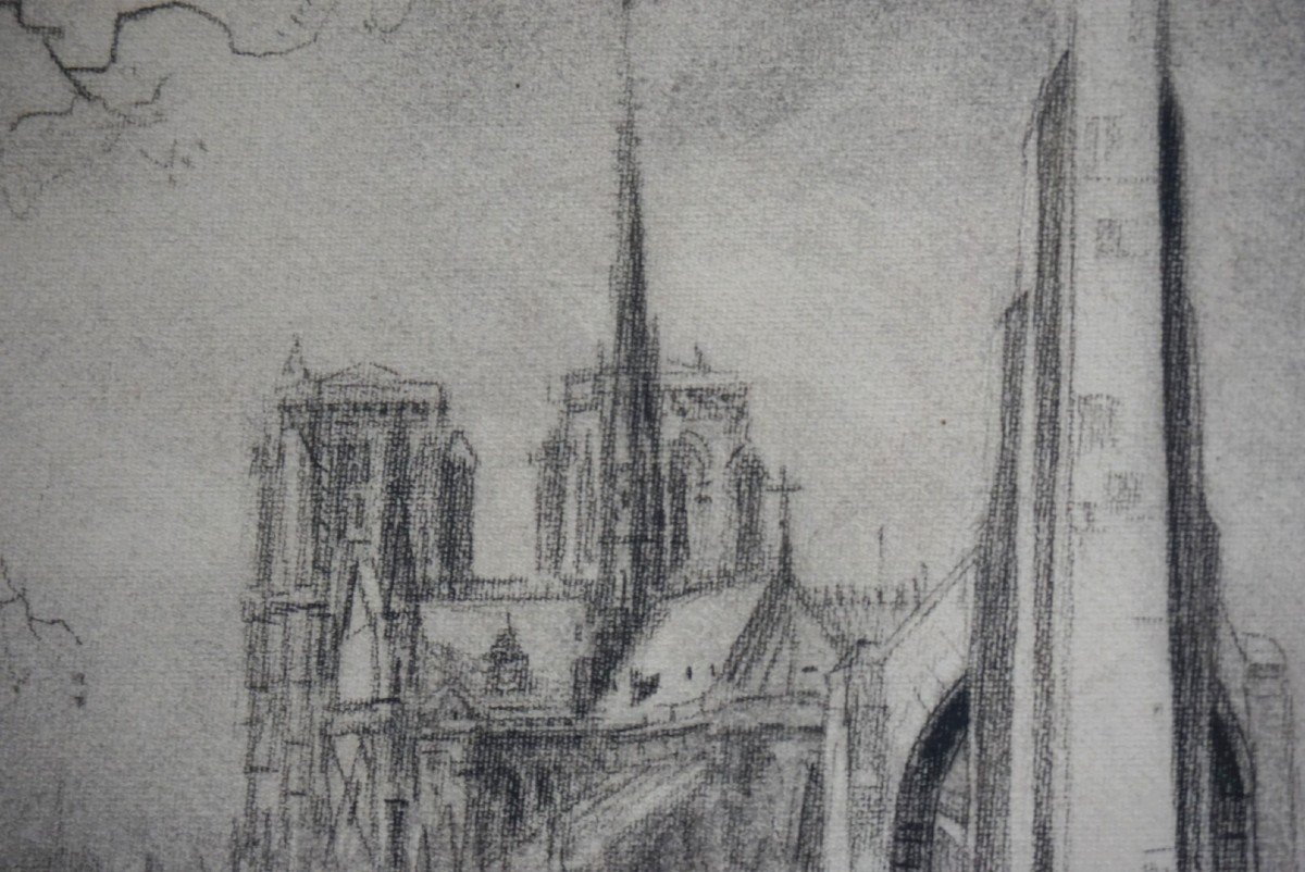 PARIS / STE GENEVIÈVE & NOTRE DAME / ANNÉES 20 / EUGÈNE VÉDER (1876-1936) / DESSIN-photo-3