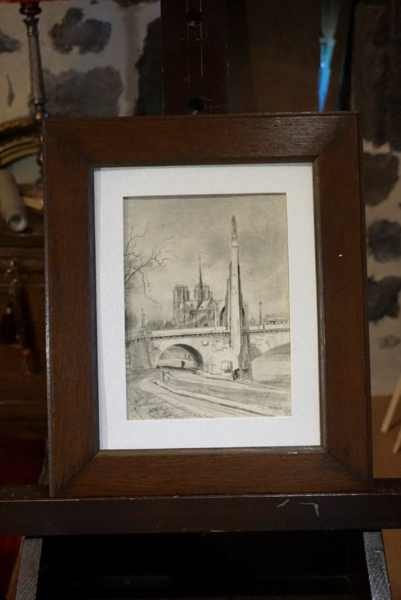 PARIS / STE GENEVIÈVE & NOTRE DAME / ANNÉES 20 / EUGÈNE VÉDER (1876-1936) / DESSIN-photo-4