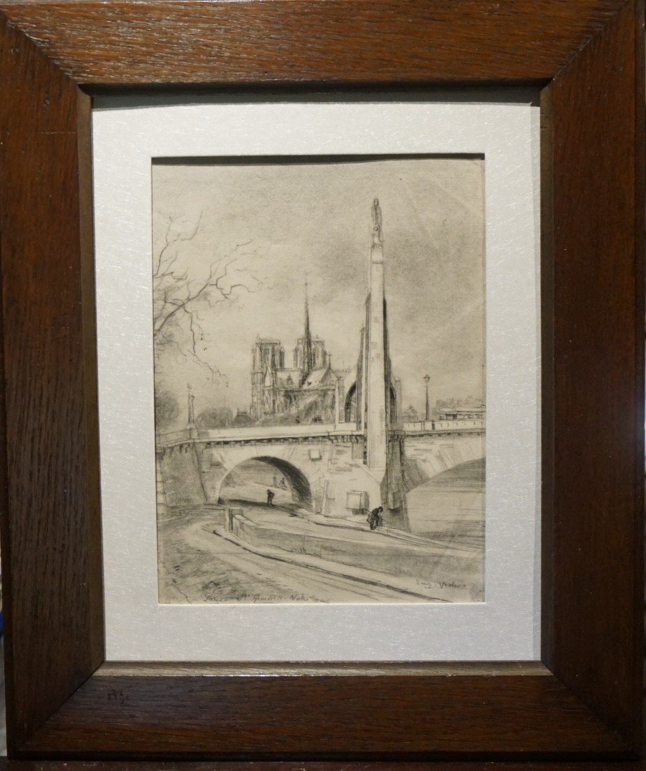 PARIS / STE GENEVIÈVE & NOTRE DAME / ANNÉES 20 / EUGÈNE VÉDER (1876-1936) / DESSIN-photo-4