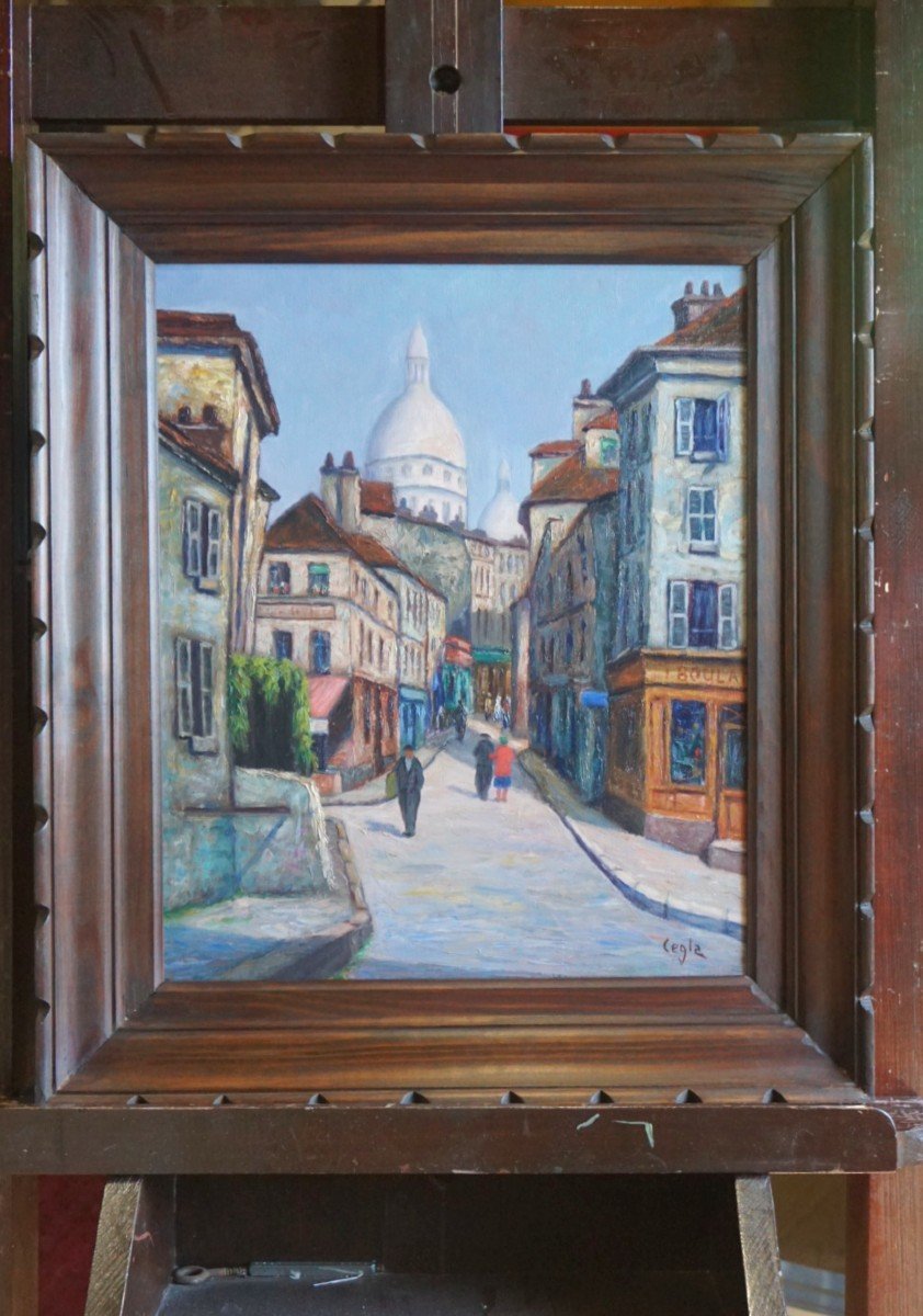 PARIS /  RUE NORVINS / MONTMARTRE / WLADYSLAW CEGLA /huile sur toile-photo-2