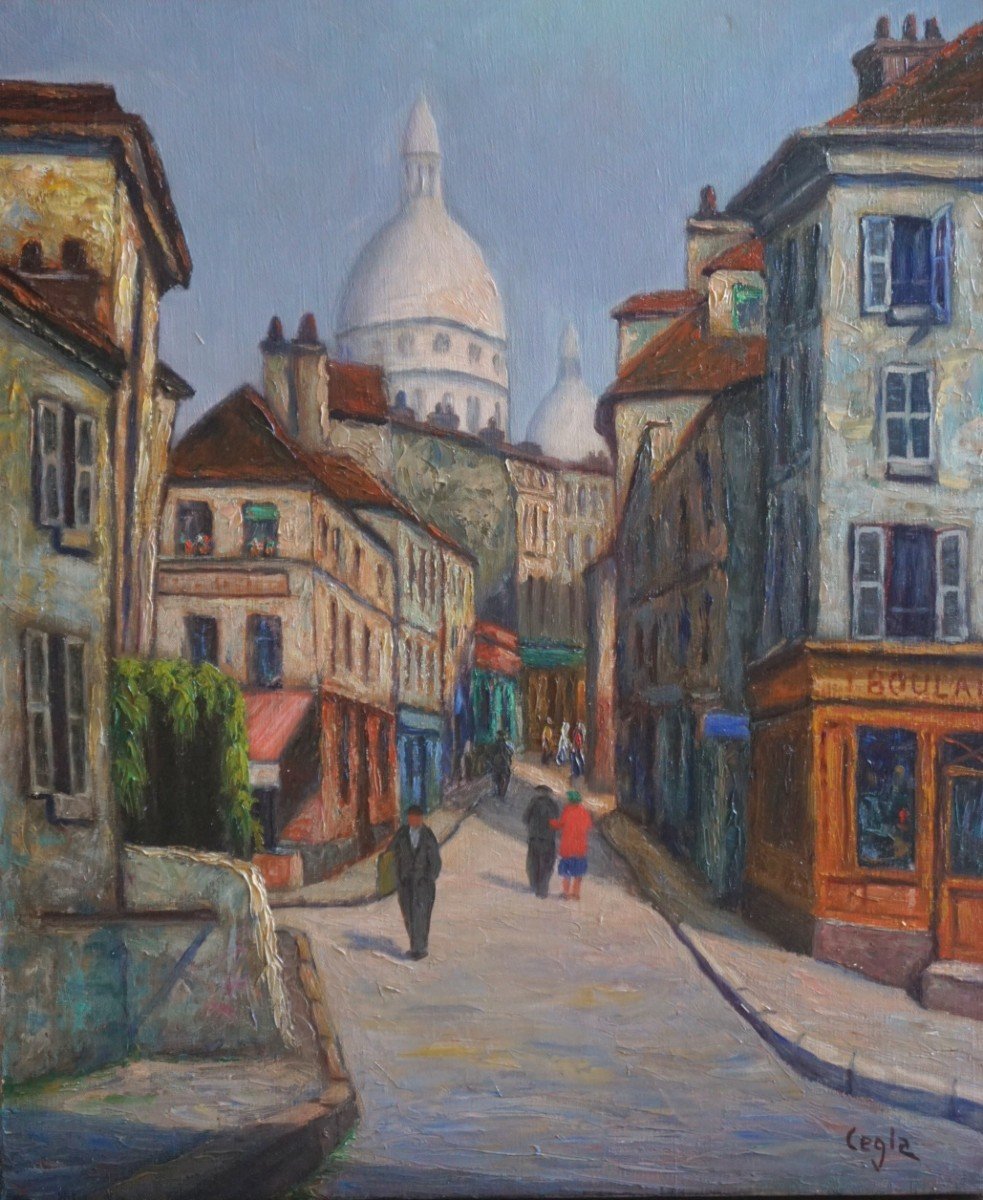 PARIS /  RUE NORVINS / MONTMARTRE / WLADYSLAW CEGLA /huile sur toile