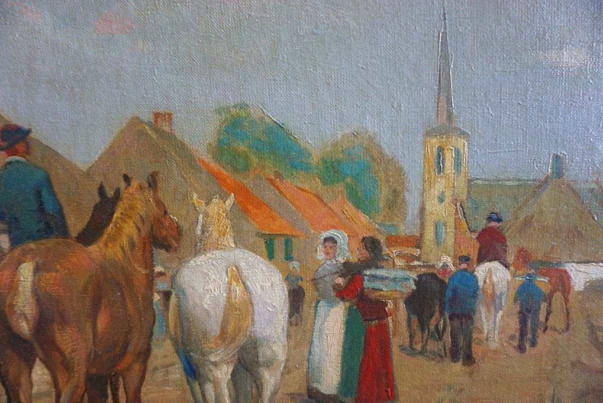 ÉCOLE BELGE / FLANDRES / ARMAND LAUREYS (1867-1925) / huile sur toile-photo-3