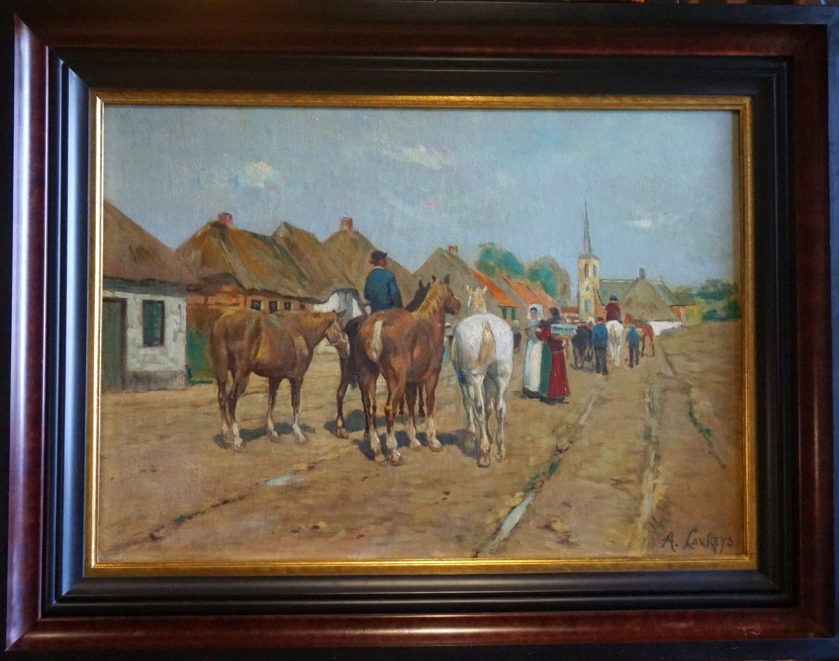 ÉCOLE BELGE / FLANDRES / ARMAND LAUREYS (1867-1925) / huile sur toile-photo-2