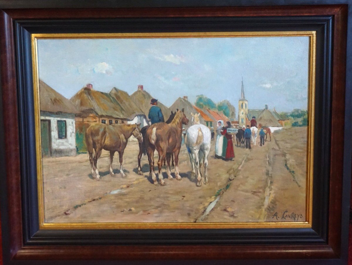 ÉCOLE BELGE / FLANDRES / ARMAND LAUREYS (1867-1925) / huile sur toile-photo-6