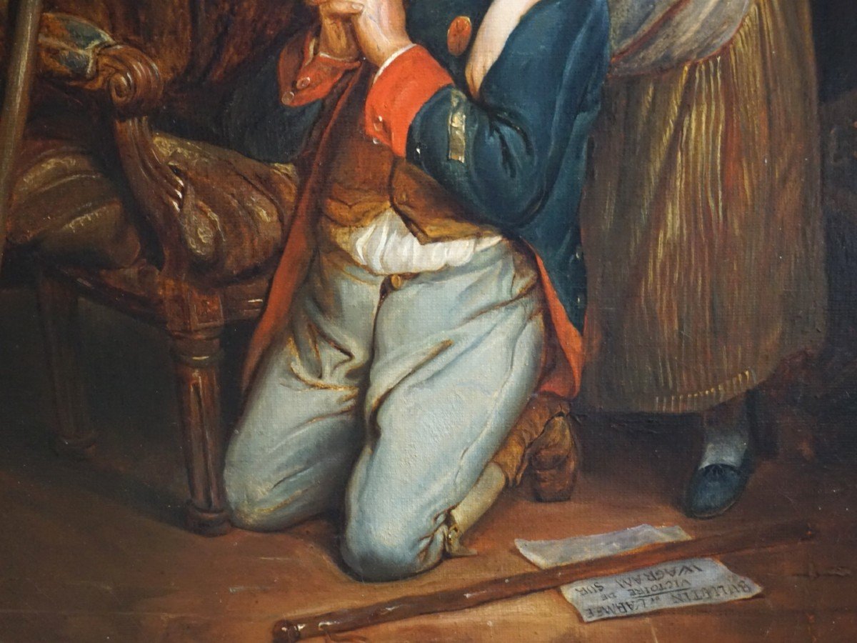 SOUVENIR HISTORIQUE / OFFICIER DE NAPOLÉON / BATAILLE DE WAGRAM / CIRCA 1830  / huile sur toile -photo-3