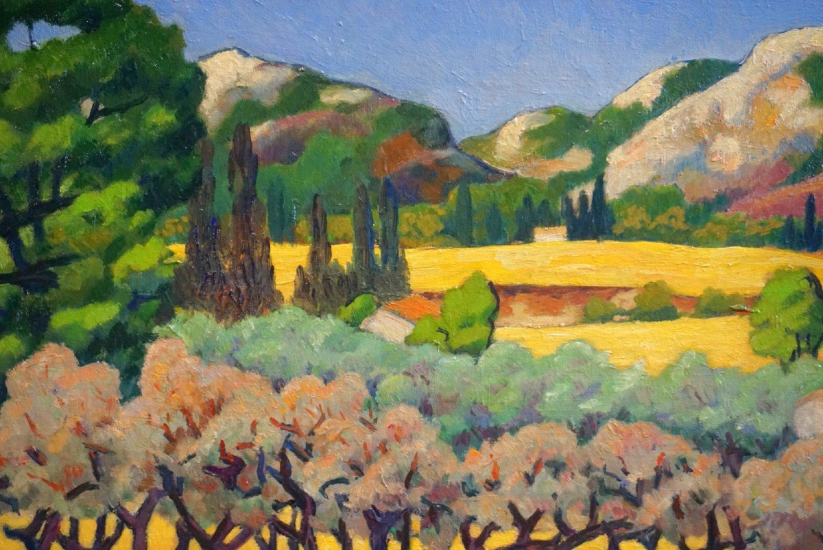 ÉMILE COLINUS (1884-1966) / LES ALPILLES / PROVENCE / HUILE SUR TOILE-photo-2