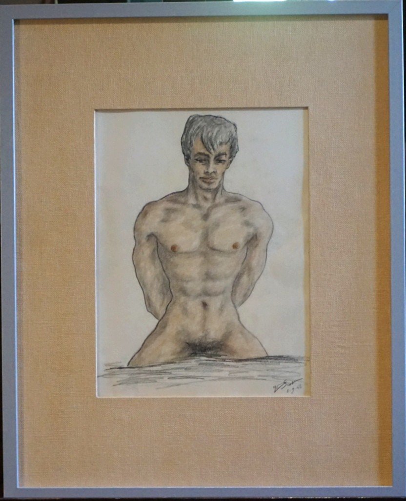 ACADÉMIE DE JEUNE HOMME  / DATÉE 2-9-56 / G. MOSCOT / DESSIN-photo-3