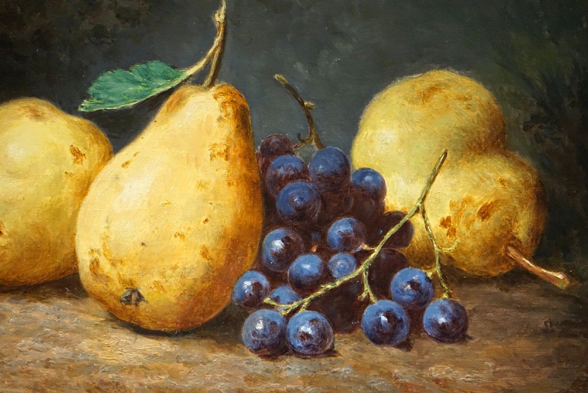 NATURE MORTE AUX FRUITS / DATÉE 1886 / ANNE LEMPEREUR / huile sur toile-photo-3