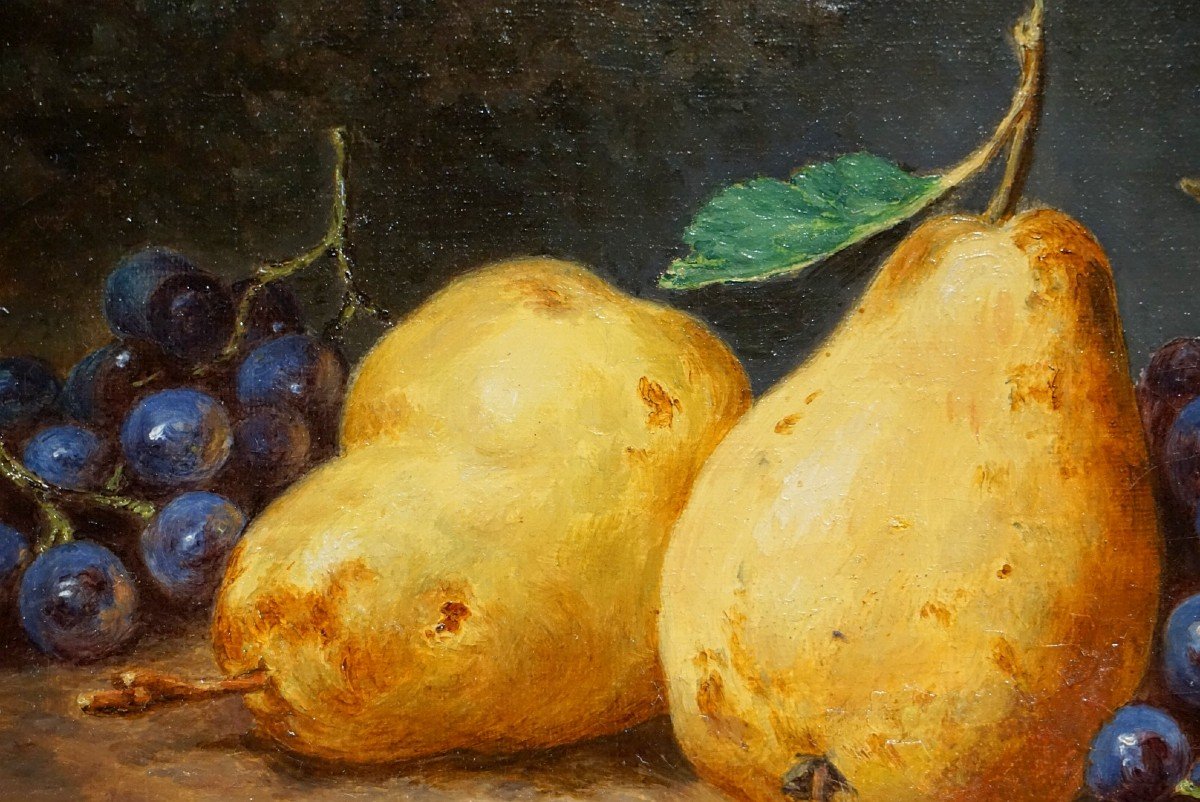 NATURE MORTE AUX FRUITS / DATÉE 1886 / ANNE LEMPEREUR / huile sur toile-photo-3