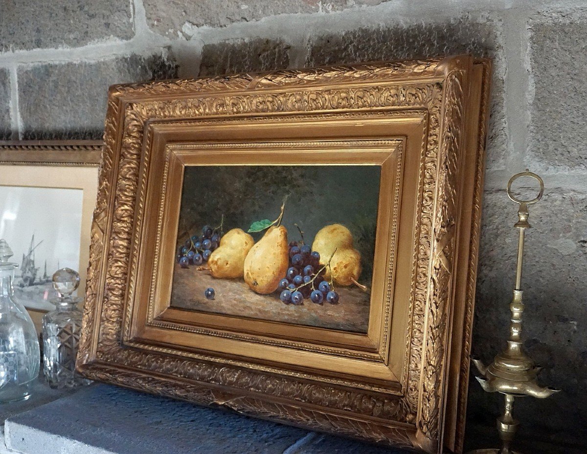 NATURE MORTE AUX FRUITS / DATÉE 1886 / ANNE LEMPEREUR / huile sur toile-photo-8