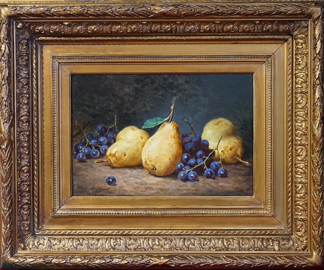 NATURE MORTE AUX FRUITS / DATÉE 1886 / ANNE LEMPEREUR / huile sur toile