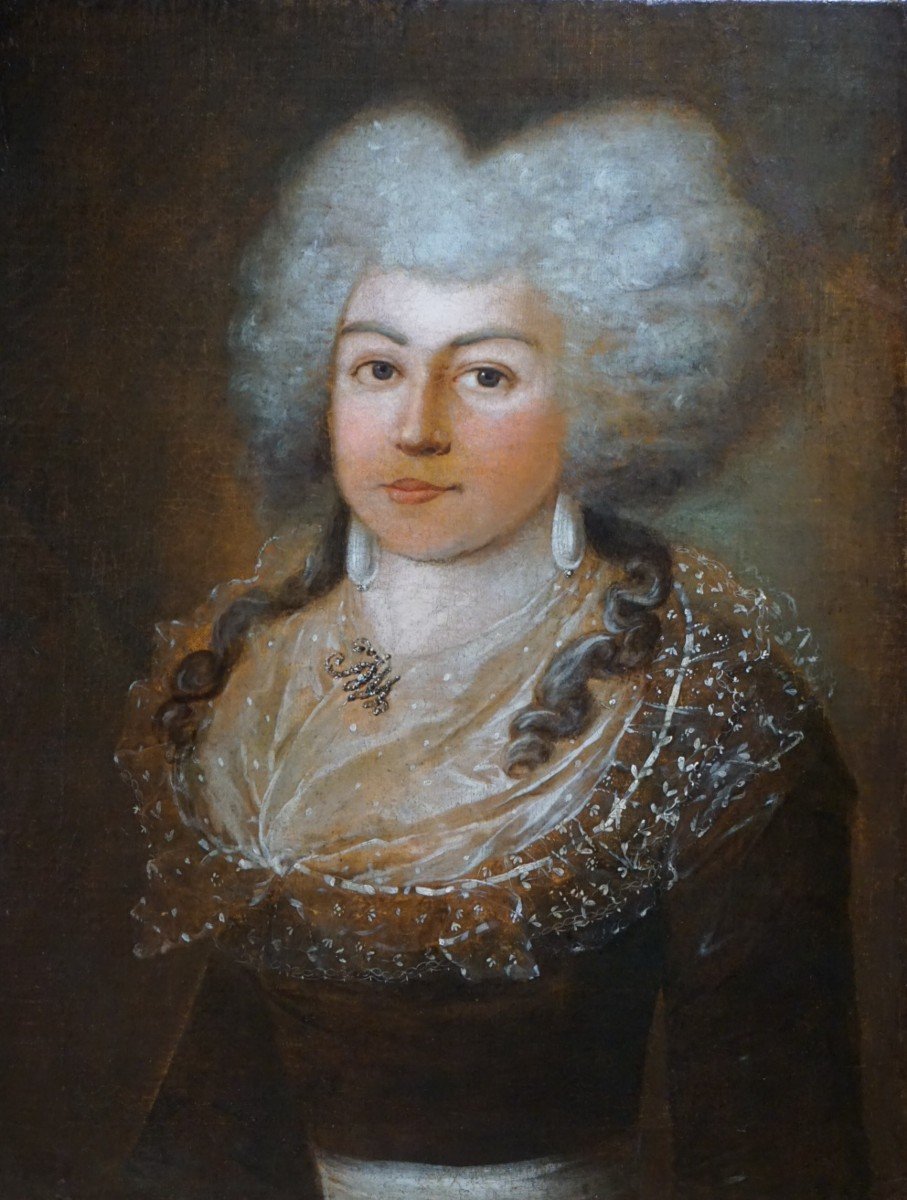 ÉCOLE ESPAGNOLE DU XVIII ème siècle / PORTRAIT DE DAME DE QUALITÉ / huile sur toile