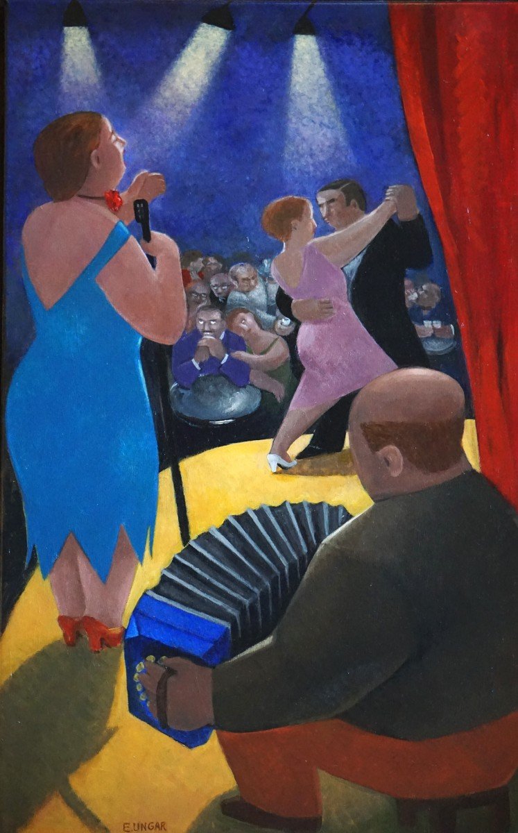 ÉCOLE NAÏVE / Eduardo Ungar (1946) / LA CHANTEUSE DE TANGO / acrylique 