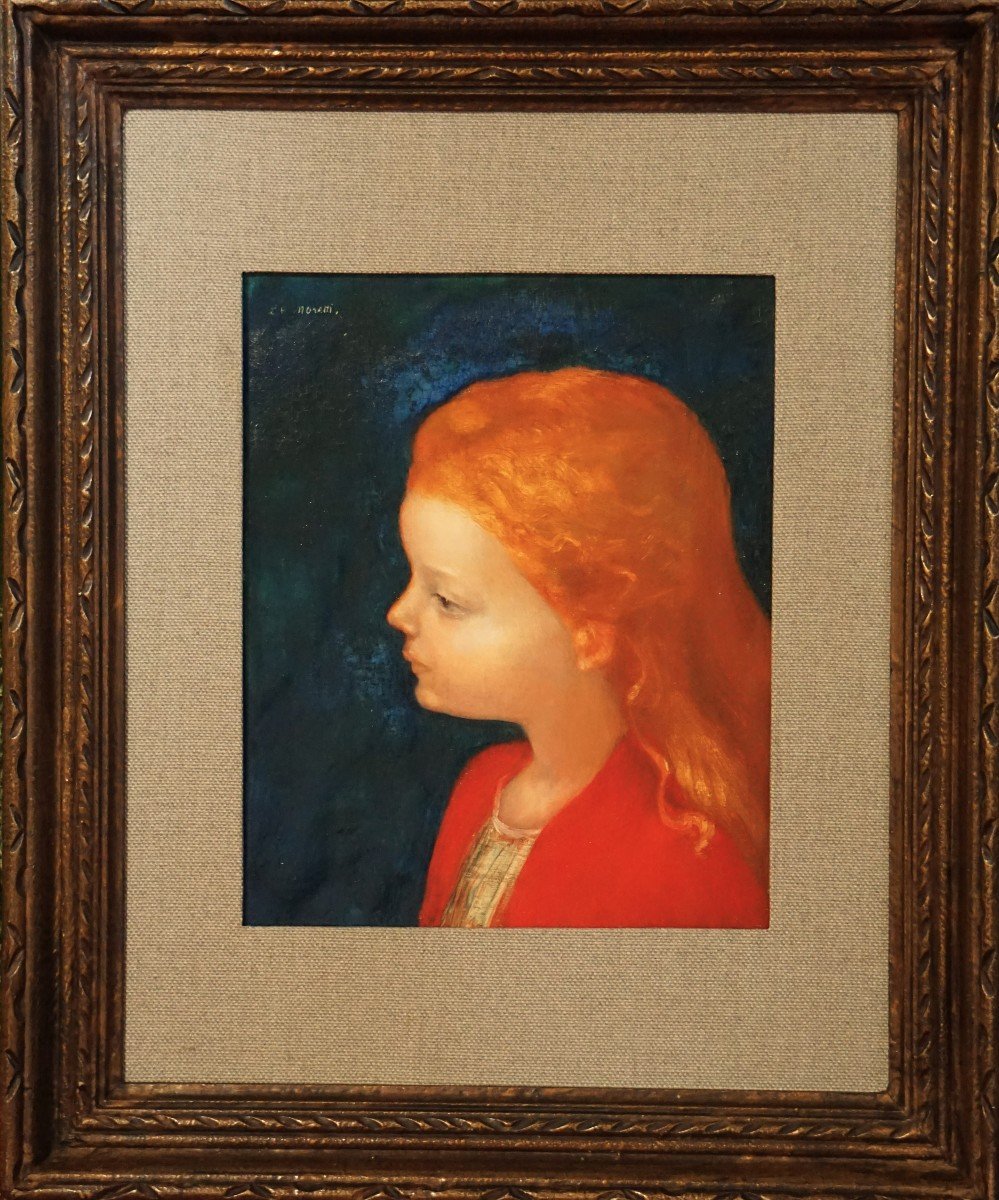 LUCIEN PHILIPPE MORETTI (1922-2000) / PORTRAIT DE PETITE FILLE ROUSSE / huile sur toile-photo-5