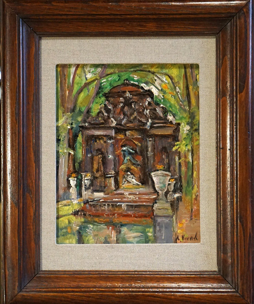 PARIS - JARDINS DU LUXEMBOURG / ANDRÉ VIVREL (1886-1976) / huile sur carton toilé-photo-6