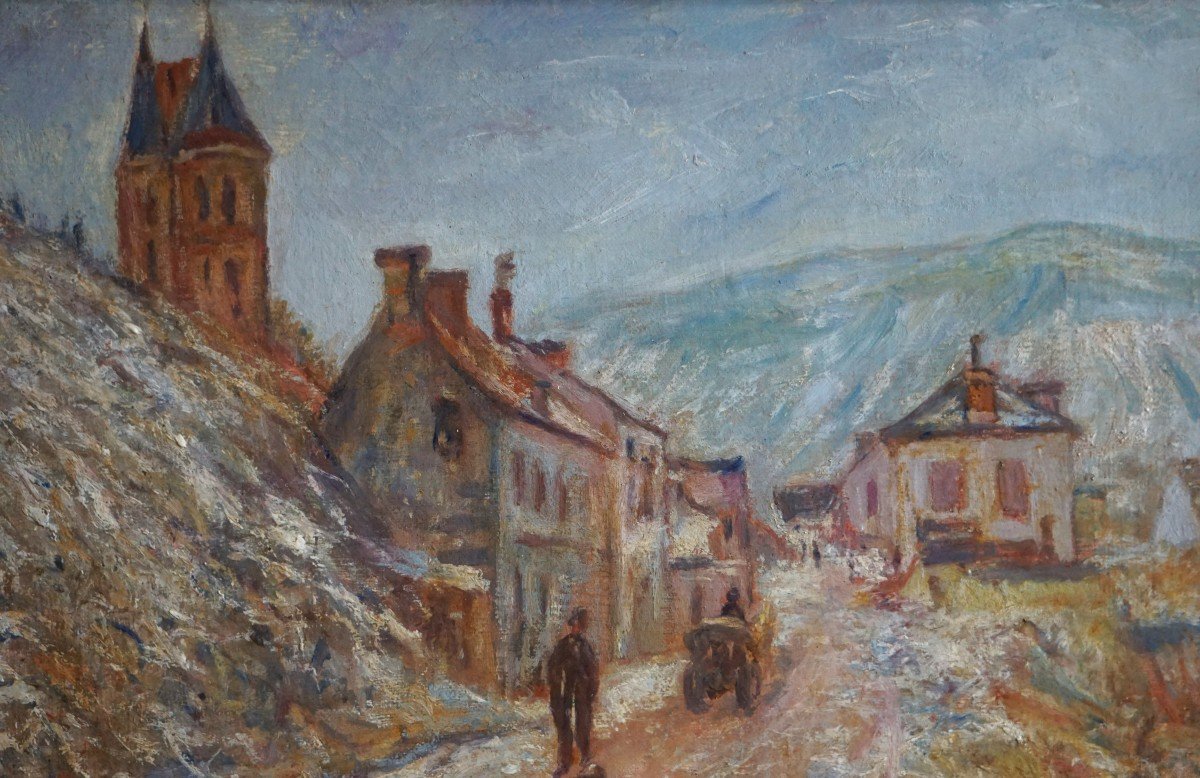 Resume Rue Du Village De Vetheuil By Claude Monet / Mid-20th Century / Oil On Canvas-photo-3