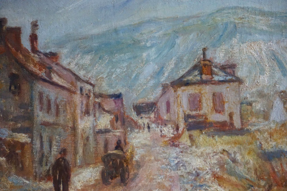 Resume Rue Du Village De Vetheuil By Claude Monet / Mid-20th Century / Oil On Canvas-photo-2