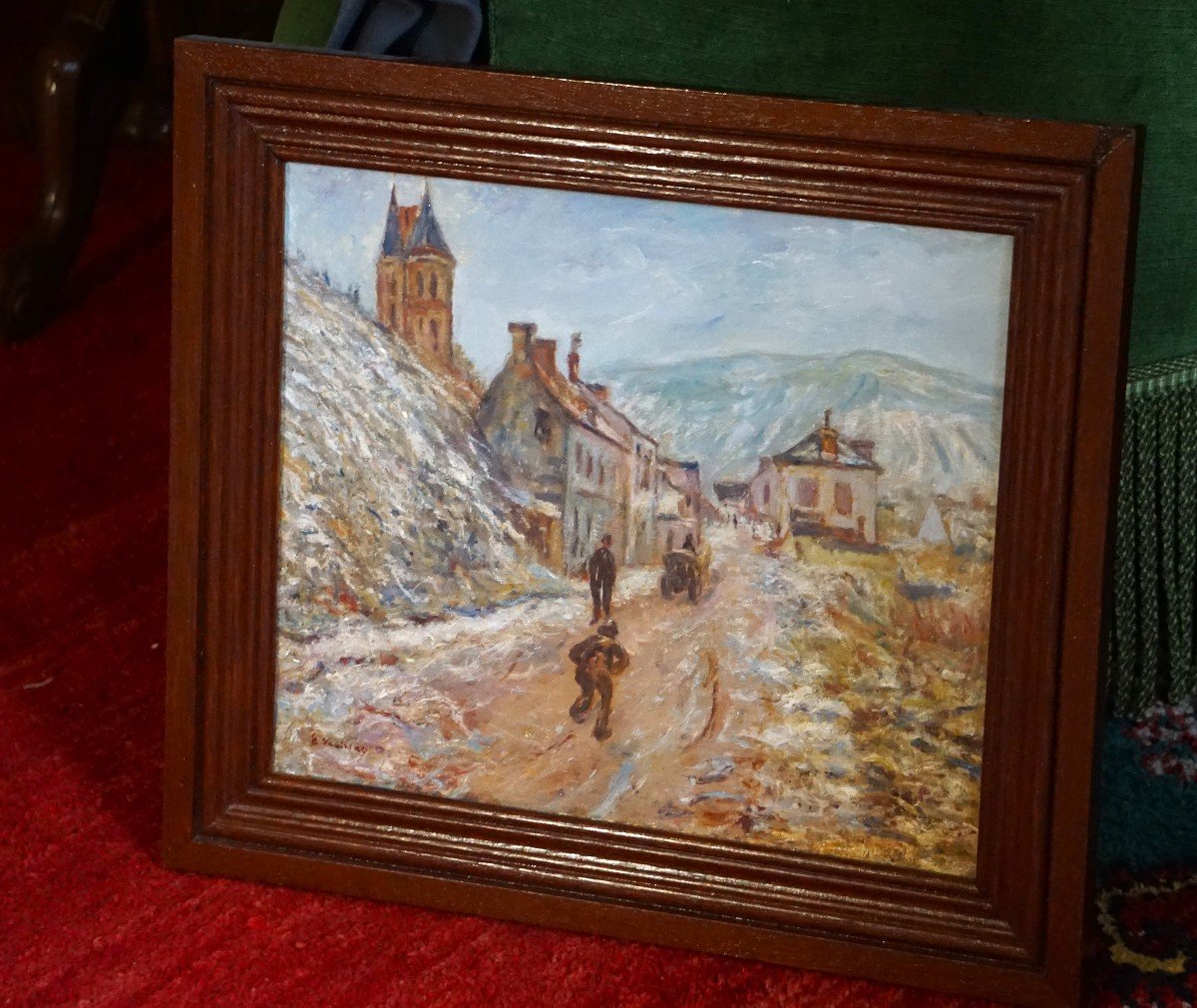 Resume Rue Du Village De Vetheuil By Claude Monet / Mid-20th Century / Oil On Canvas-photo-4