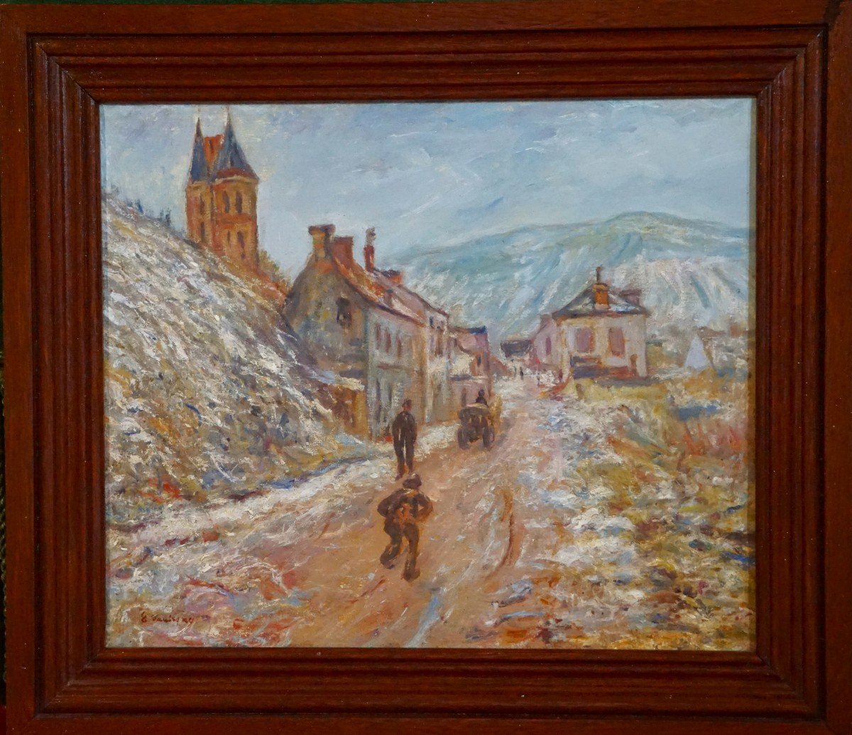 Resume Rue Du Village De Vetheuil By Claude Monet / Mid-20th Century / Oil On Canvas-photo-5