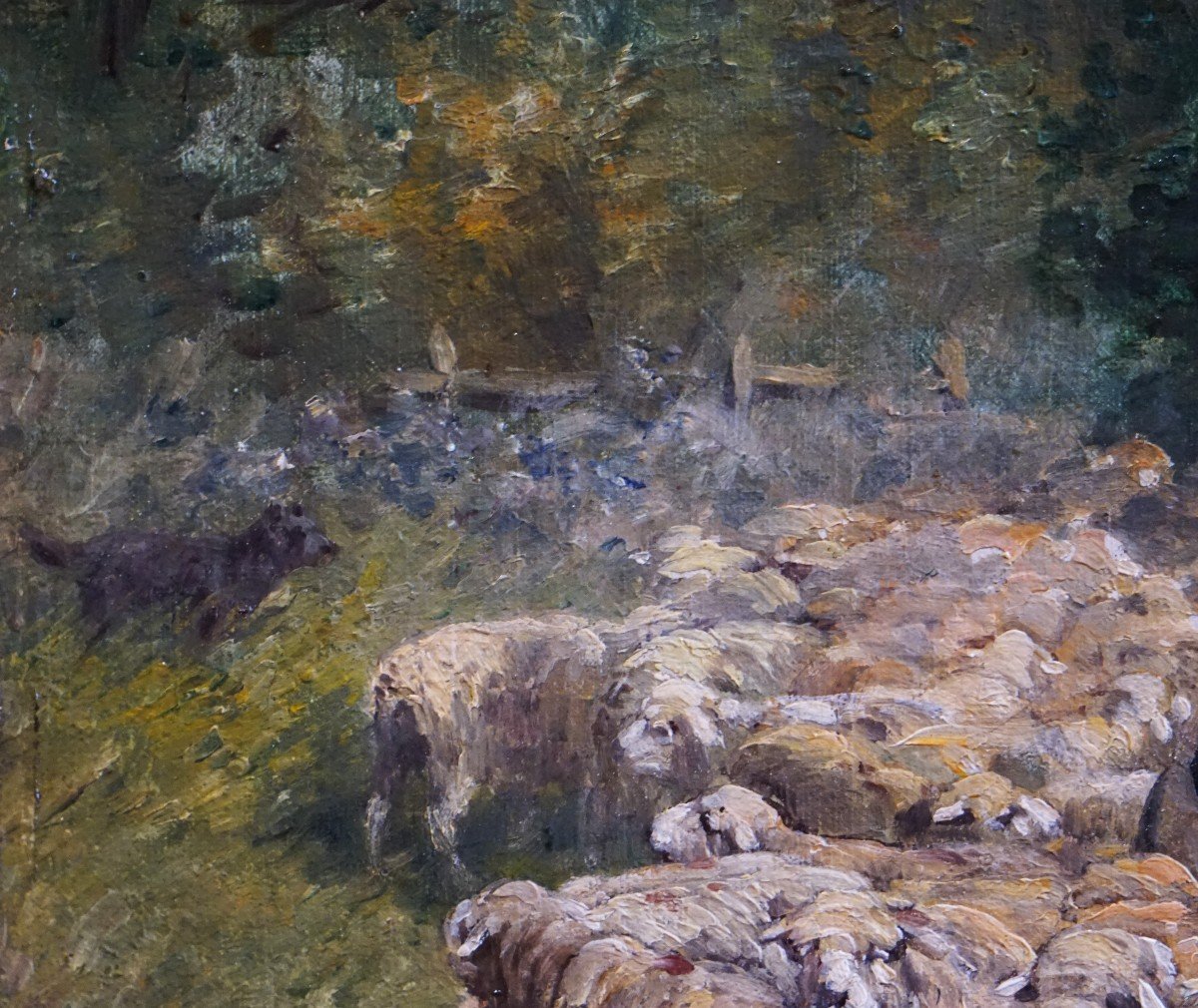 Léon Georges Calves (1848-1923) / Shepherds With Flock / Oil On Canvas-photo-3