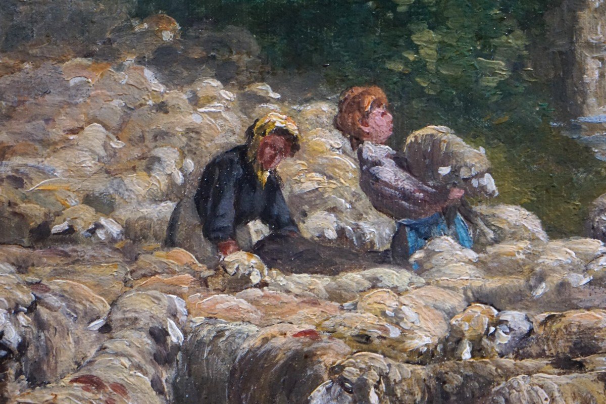 Léon Georges Calves (1848-1923) / Shepherds With Flock / Oil On Canvas-photo-4