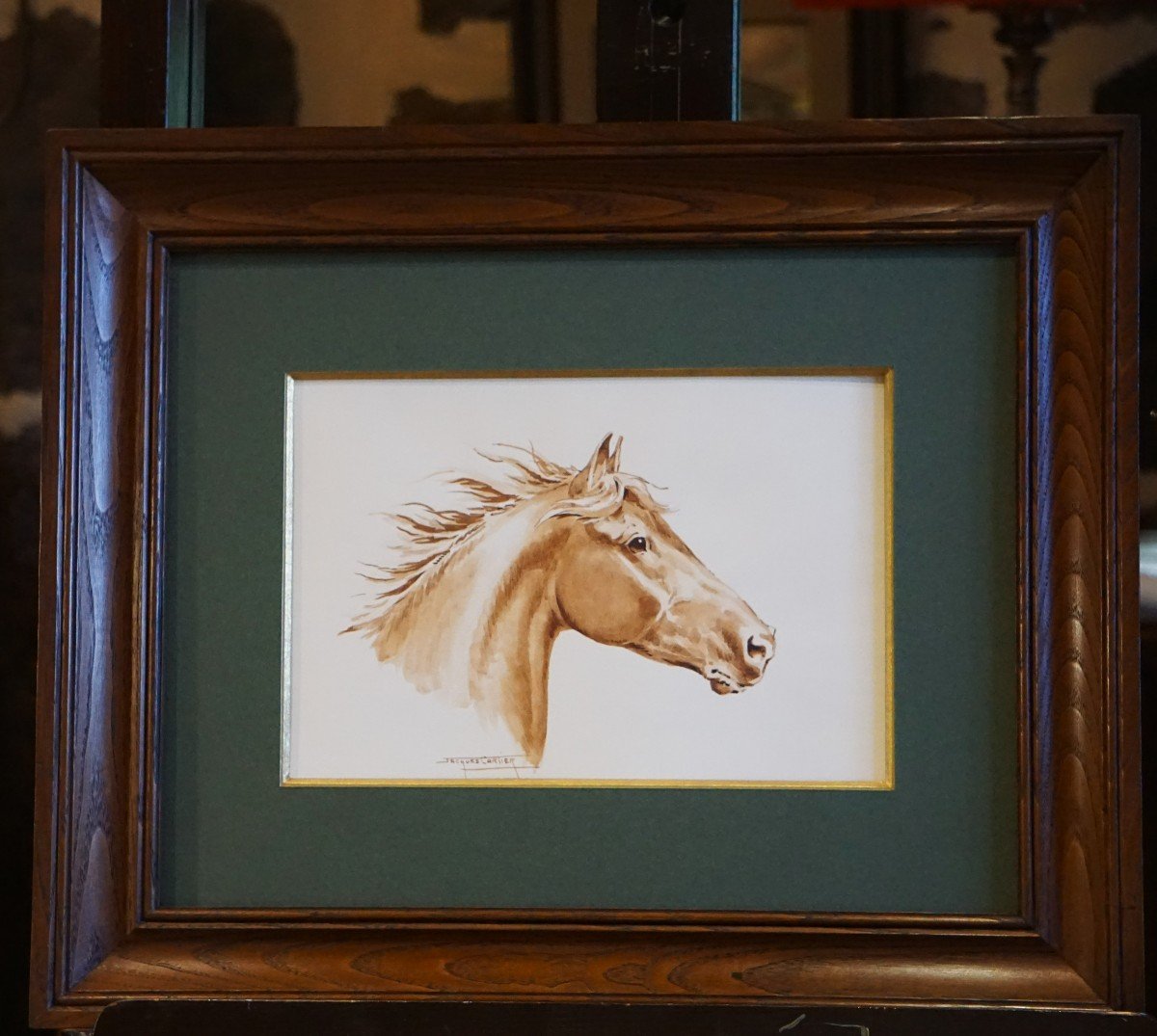 Jacques Cartier (1907-2001) / Portrait Of A Horse In The Wind / Watercolor-photo-1