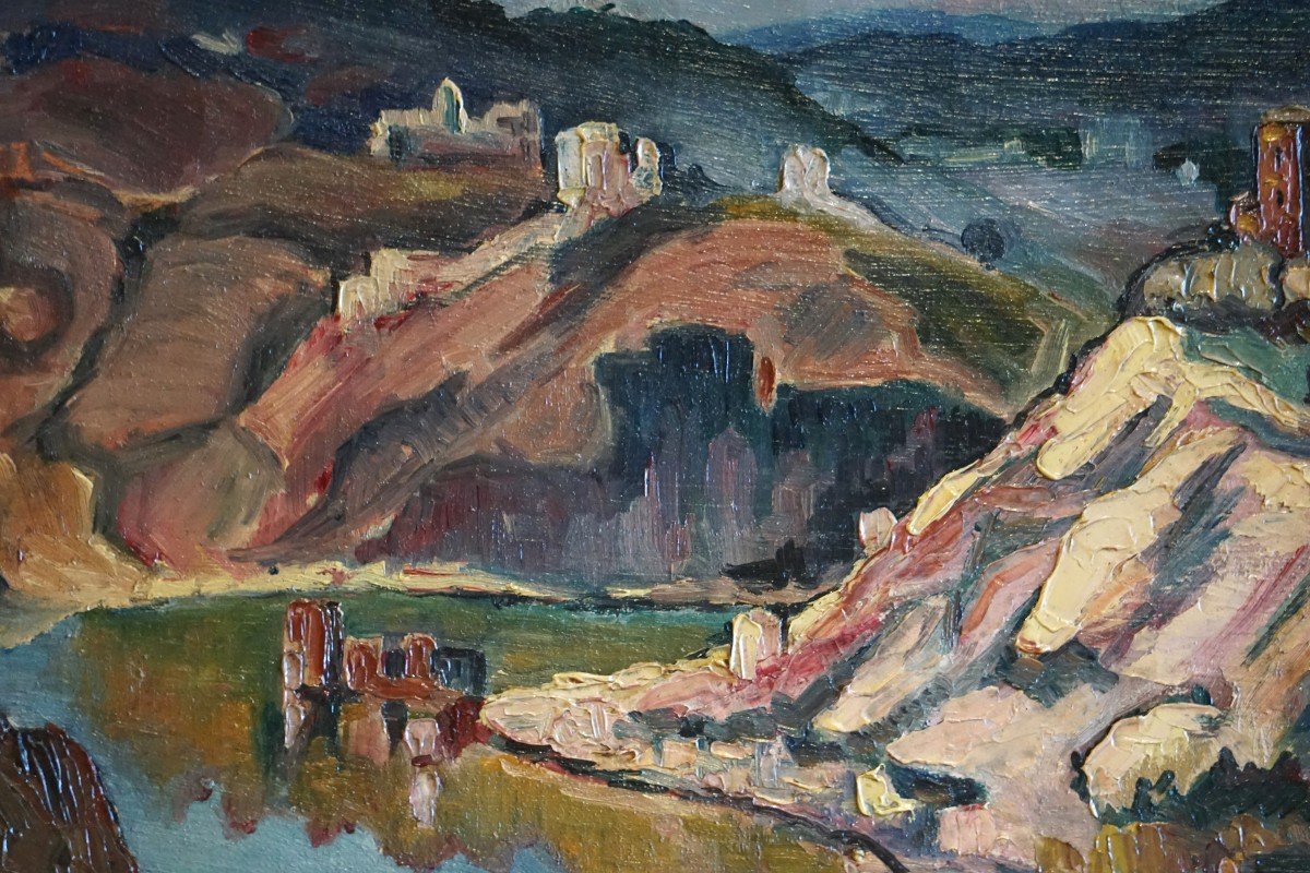 VUE DE TOLÈDE (TOLEDO) ESPAGNE / ANNÉE 1933 / COLBERT CASSAN (1899-1979) / huile sur toile-photo-3