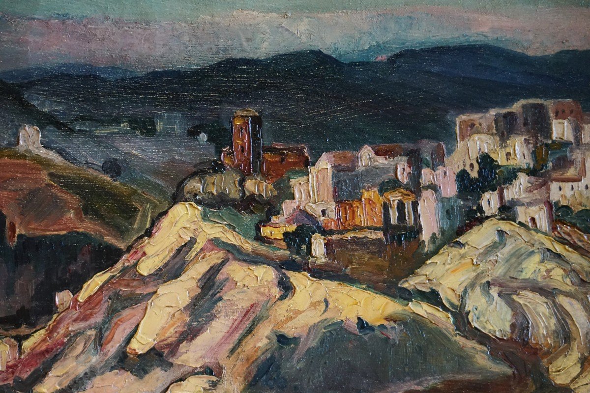 VUE DE TOLÈDE (TOLEDO) ESPAGNE / ANNÉE 1933 / COLBERT CASSAN (1899-1979) / huile sur toile-photo-4