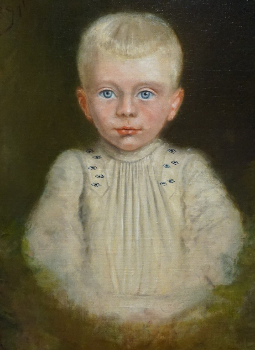 French School / Dated 1891 / Portrait Of A Child / Oil On Canvas -photo-2