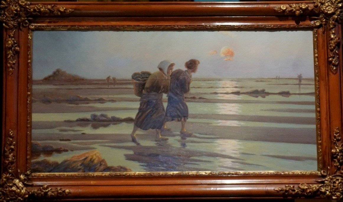 ÉCOLE BRETONNE / Les ramasseuses de moules/ H. Letourneur/ huile sur toile 