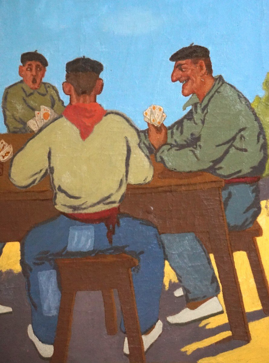 Basque Country (euskadi) / Dated 1934 / Card Players - Mus Game / Oil On Canvas-photo-5