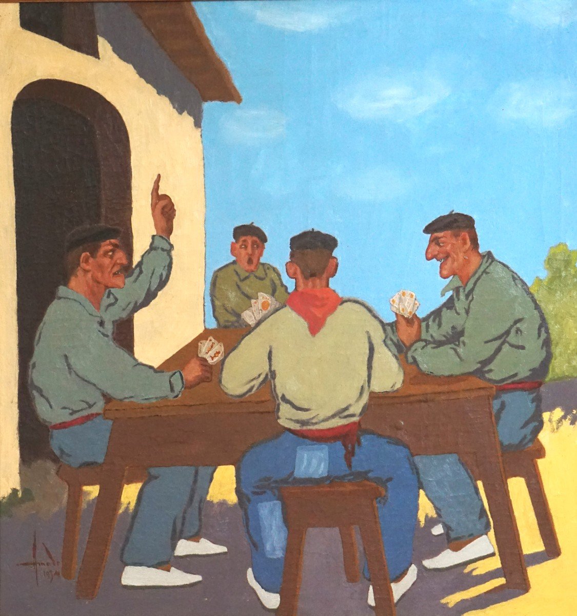 Basque Country (euskadi) / Dated 1934 / Card Players - Mus Game / Oil On Canvas