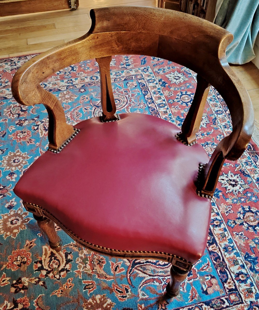 ÉLÉGANT FAUTEUIL DE BUREAU EN ACAJOU / FIN XIX ème siècle /-photo-2