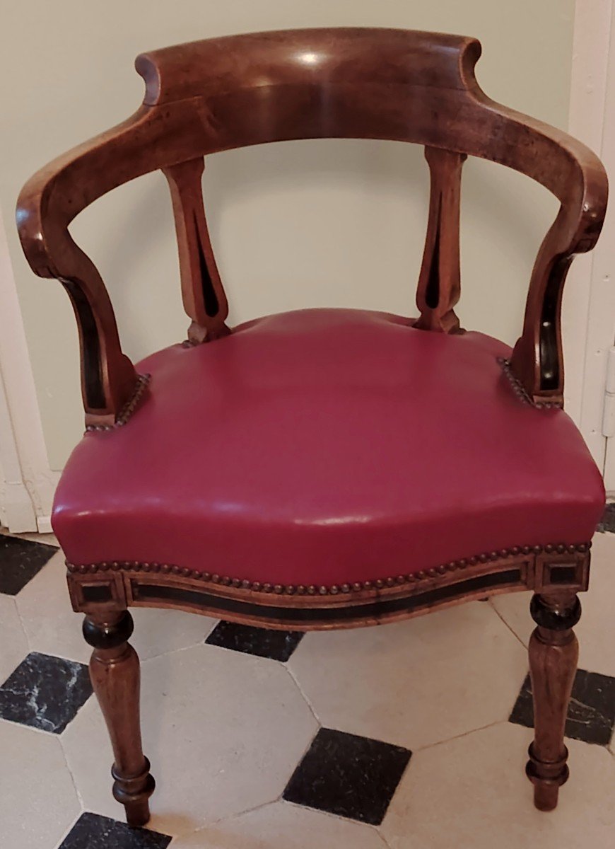 ÉLÉGANT FAUTEUIL DE BUREAU EN ACAJOU / FIN XIX ème siècle /-photo-1