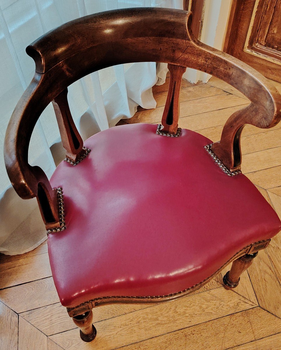 ÉLÉGANT FAUTEUIL DE BUREAU EN ACAJOU / FIN XIX ème siècle /-photo-5